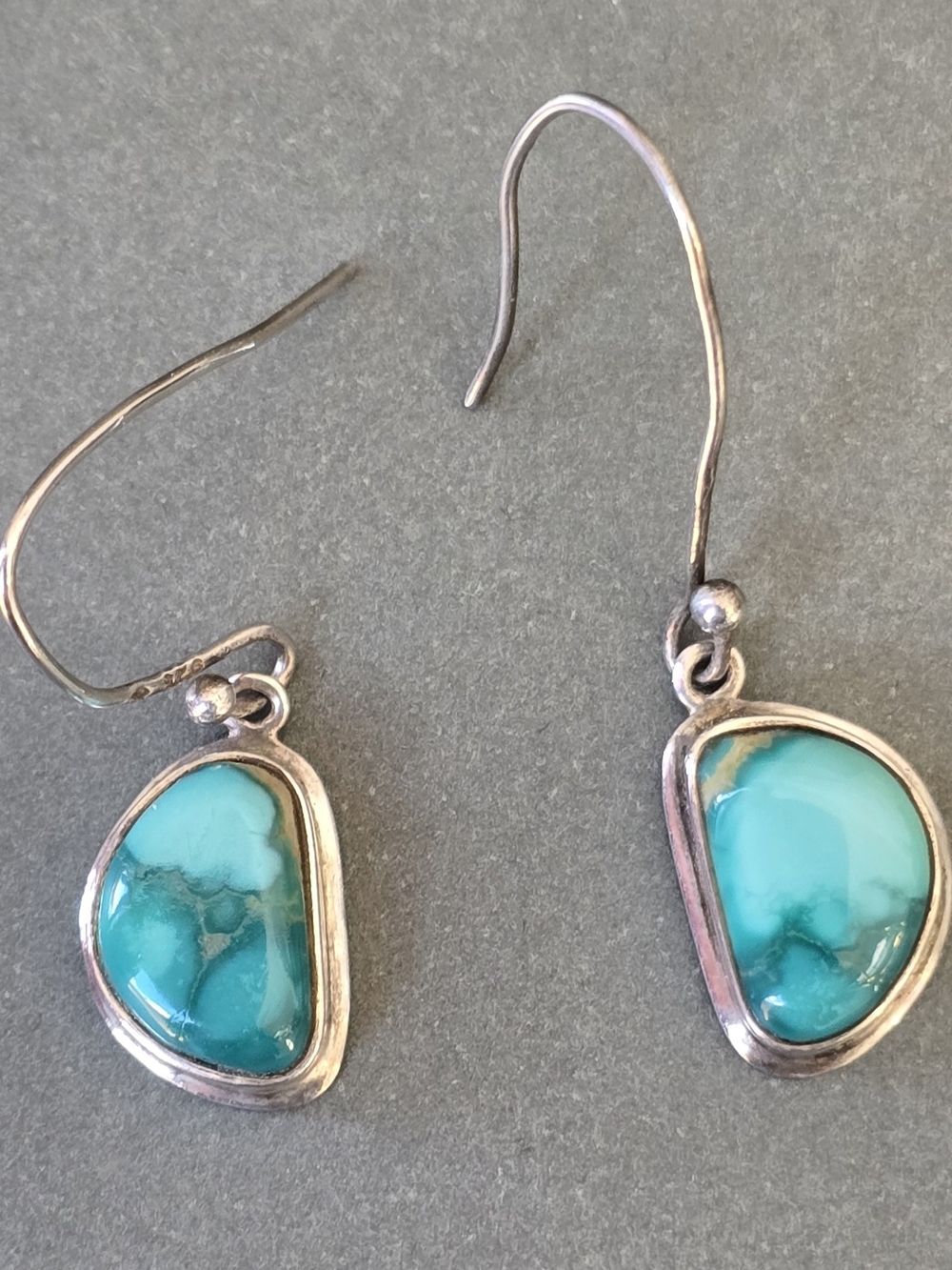 Turquoise Drop Earrings in Silver - Elegant Blue-Green Stone